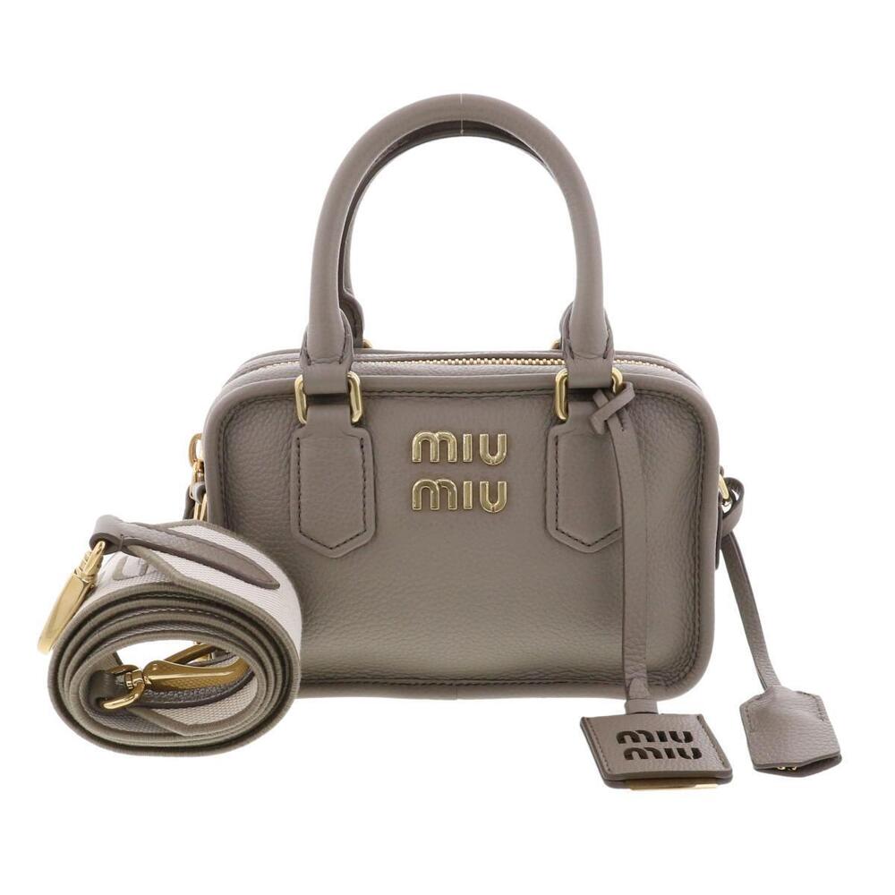 Miu Miu Arcadi Shoulder Bag 2way Boston Messenger Beige